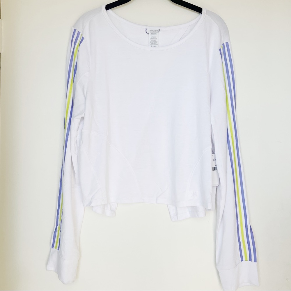 NWT Splendid Studio Split Back Striped Sleeve Top… - image 1